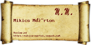 Mikics Márton névjegykártya
